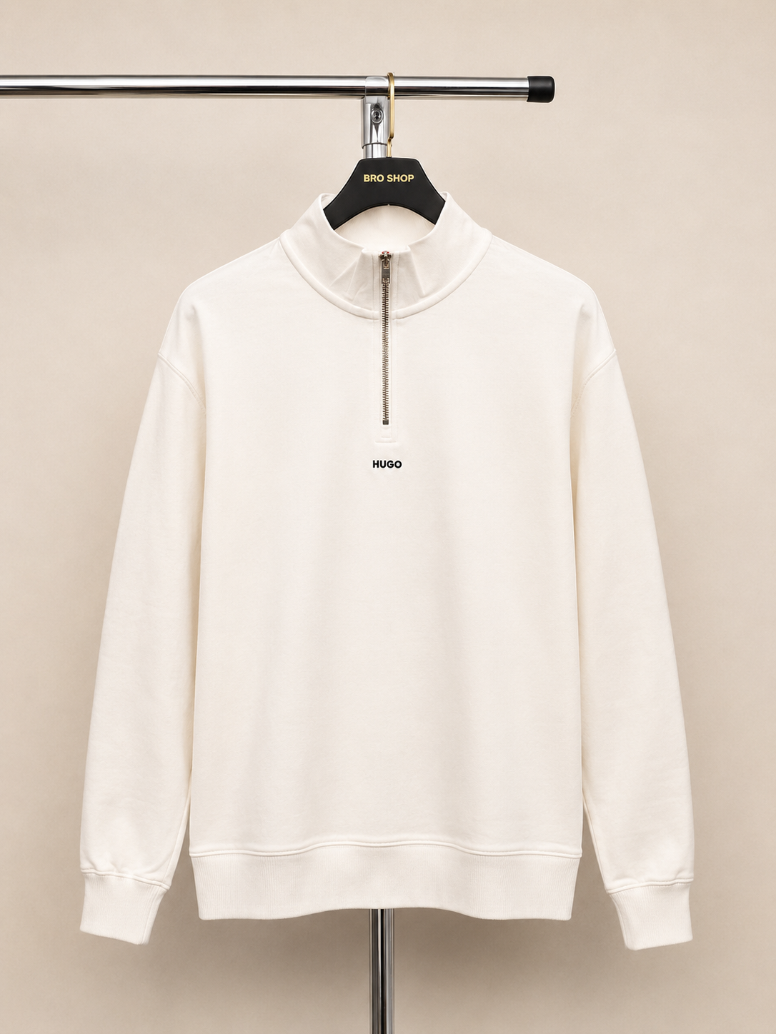 HUGO Half-Zip Sweatshirt – White