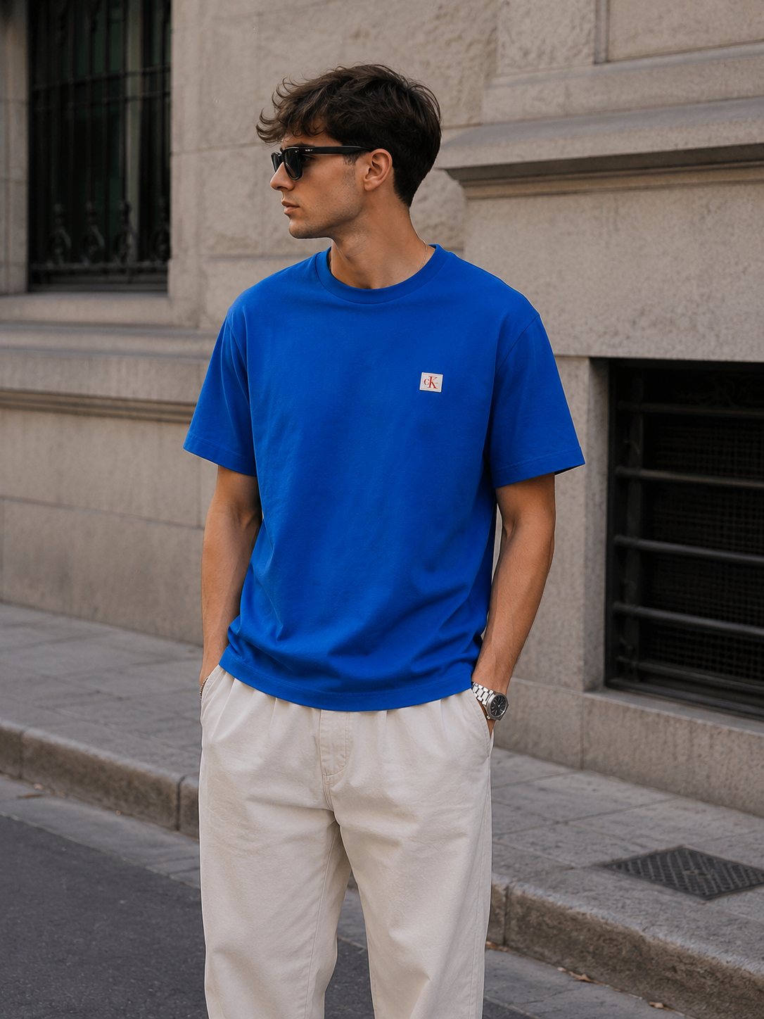Calvin Klein Badge Logo T-Shirt – Royal Blue