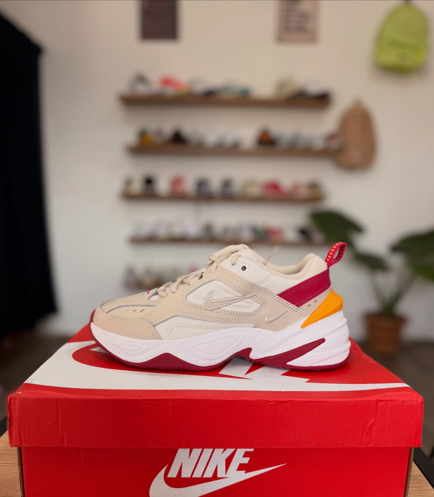 Nike M2K Tekno Cream/Red Sneakers