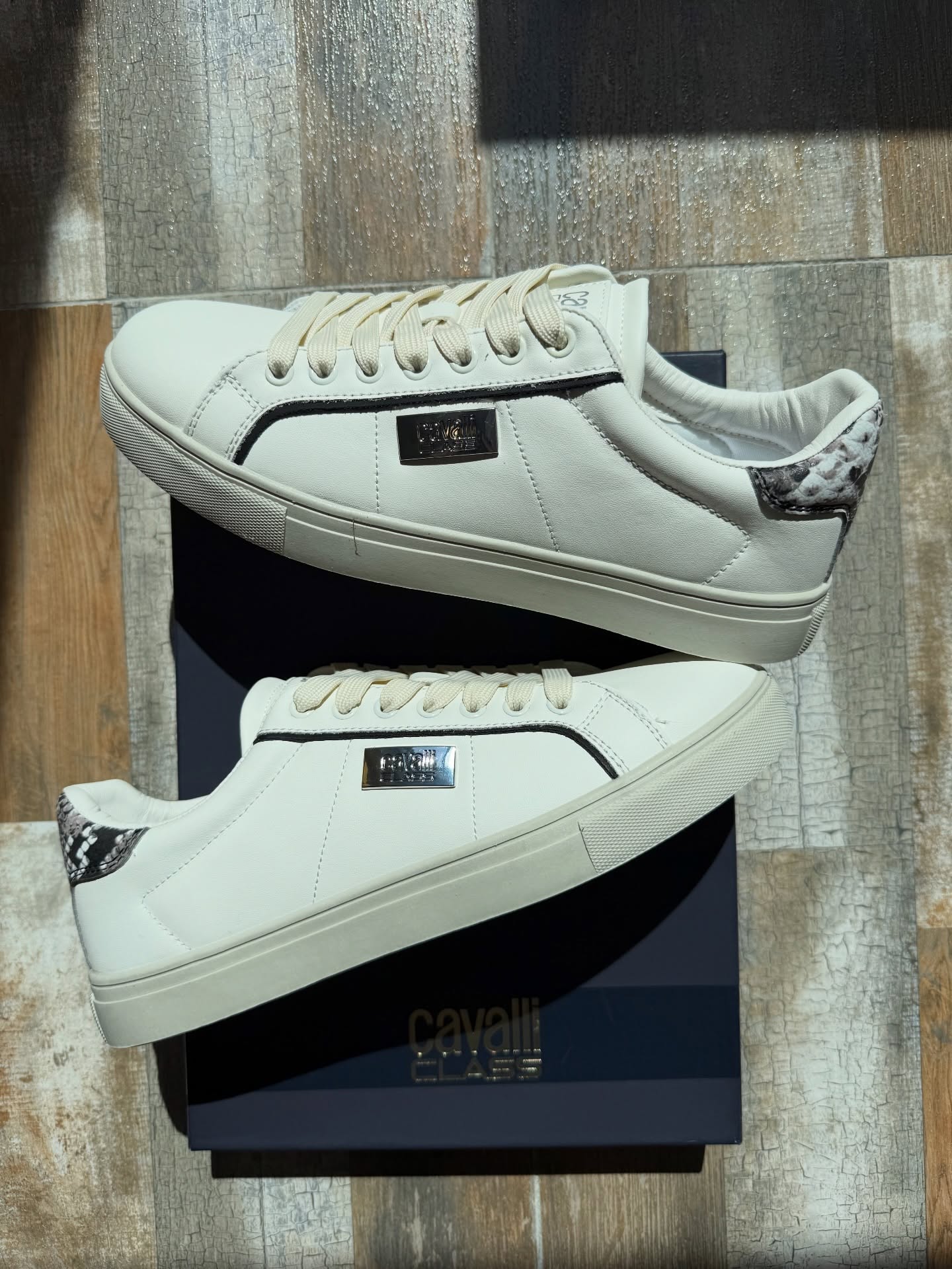 Cavalli Class Leather Sneakers – White