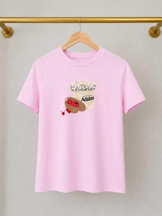 adidas Floral Graphic T-Shirt – Pink