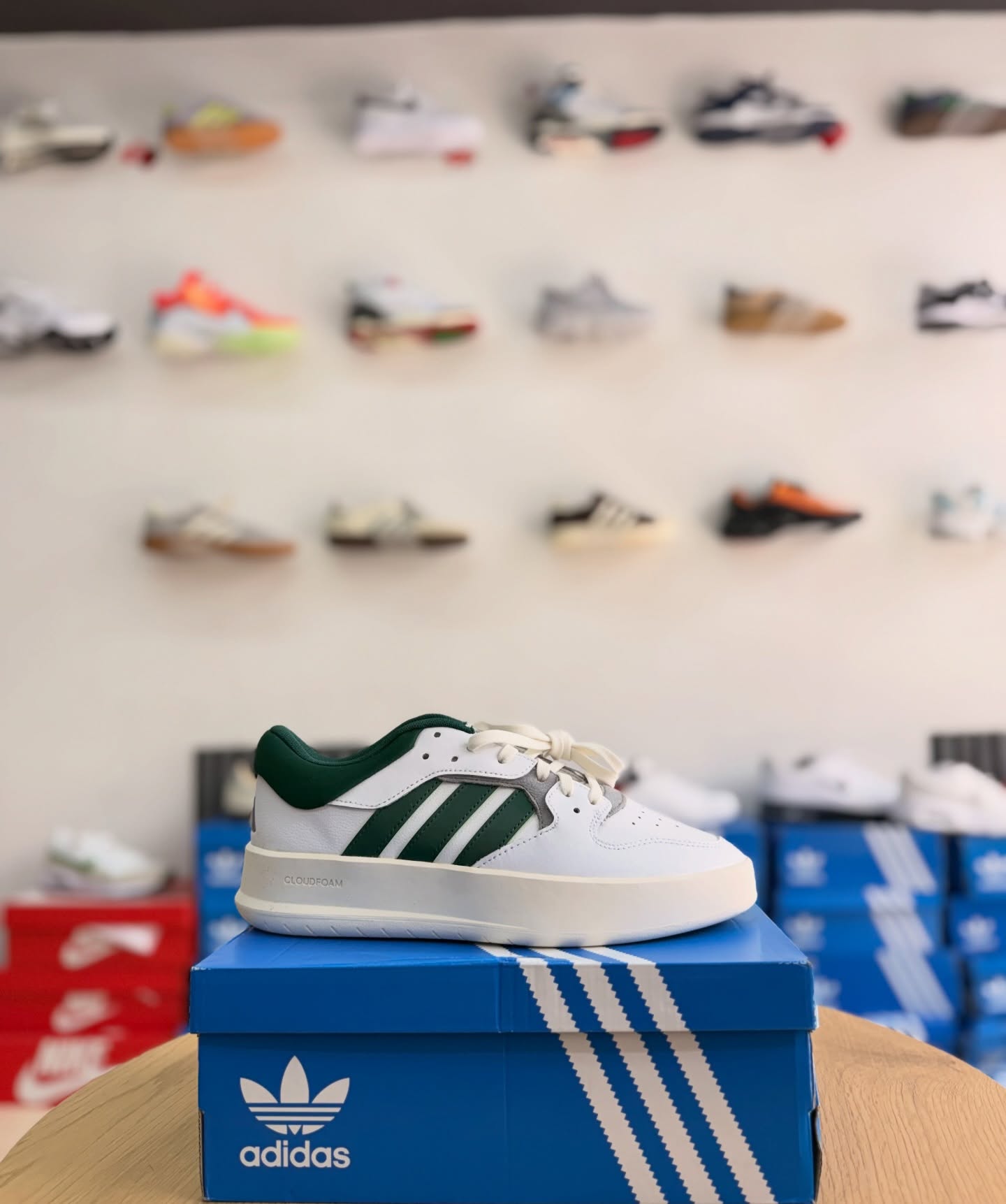 adidas Cloudfoam Court White/Green Sneakers