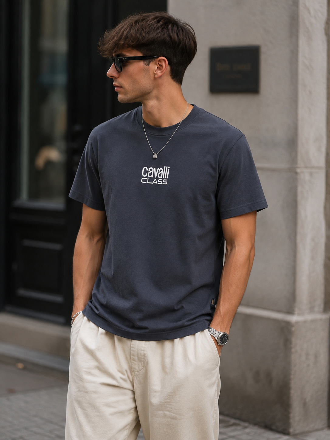 Cavalli Class Logo Tee – Charcoal